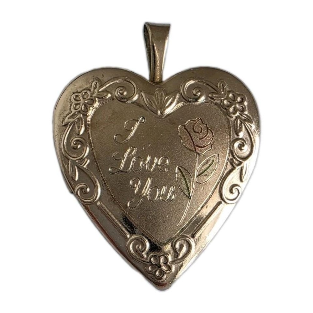 Vtg 14k Gold Filled Locket "I Love You" Pendant Fashion Jewelry Floral Heart